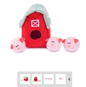 Red Barn with Pink Pig Toys Zippy Burrow Zippy Paw Interactive Toy Small Dogs